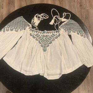 Free People Embroidered Boho Shirt Small